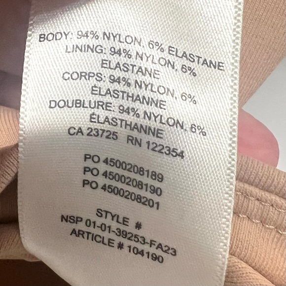 Babaton Contour Aritzia Nude Tan Stretch Short Sleeve Crop Top Women’s Medium - Picture 8 of 9